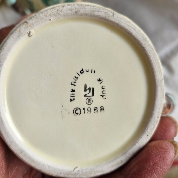 Vintage 80s Haldon Group Blackberry Basketweave Handpainted Pitcher Set - Picture 6 of 6